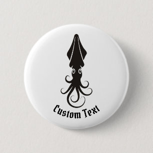 Squid Icon Black 6 Cm Round Badge