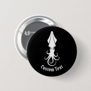 Squid Icon White 6 Cm Round Badge