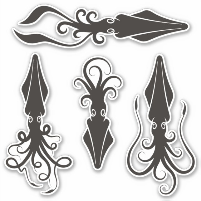 Squid Icons Contour Sticker Set (Front)