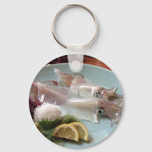 Squid Sashimi Japanese Meal Serving Lunch Dinner Key Ring