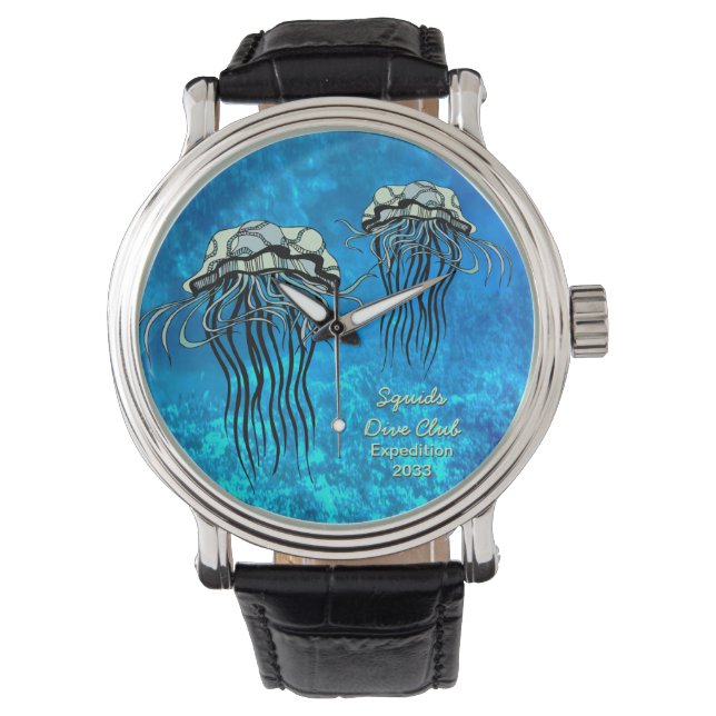 Squid - Sea life - Customisable Wrist Watch (Front)