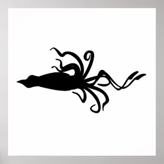 Squid Silhouette Poster