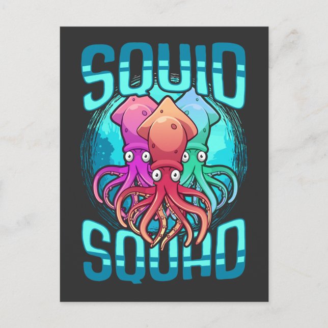 Squid Squad Sea Animal Ocean Lover Octopus Friends Postcard (Front)