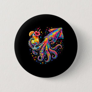 Squid tail Trocal Beach Art Colourful Squid 6 Cm Round Badge
