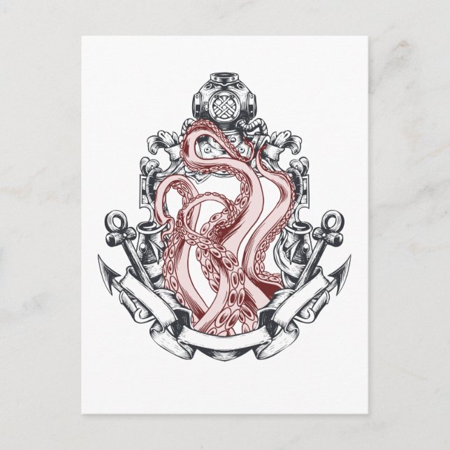 Squid Tentacles Out Of Mirror Lovecraftian Horror Postcard (Front)