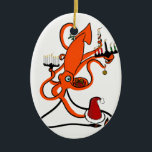 Squid Winter Holiday Ceramic Tree Decoration<br><div class="desc">It's December and this Squid is ready to celebrate! But how? So much to do, and so many festivals to choose from! Luckily, having more hands than humans, it can juggle presents, snowballs, Kwanzaa candles, Christmas tree decorations, mistletoes, a Hanukkah menorah - and even start dressing up as Santa Claus!...</div>