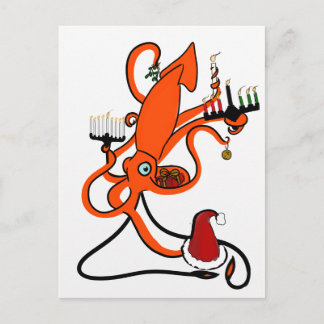 Squid Winter Holiday Postcard
