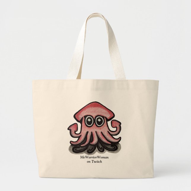 Squido squid, MeWarriorWoman on Twitch  Large Tote Bag (Front)