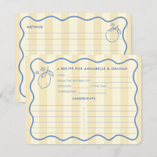 Squiggle Border Lemons Bridal Shower Recipe Card