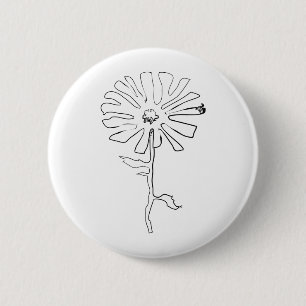 squiggle flower 6 cm round badge