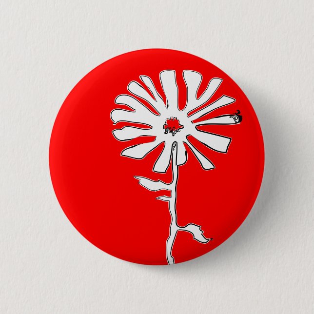 squiggle flower 6 cm round badge (Front)