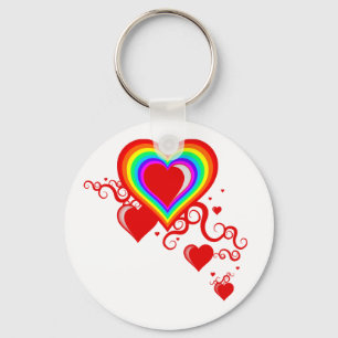 squiggle hearts. rainbowz. key ring