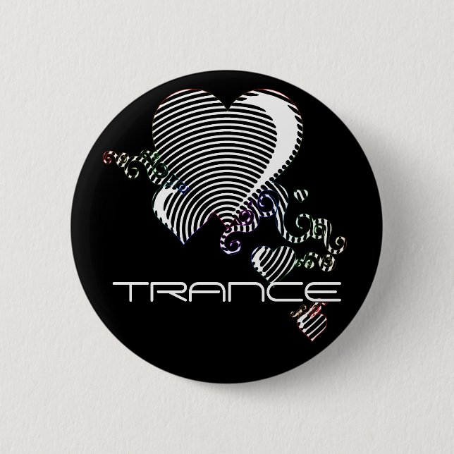 squiggle hearts. trance. 6 cm round badge (Front)