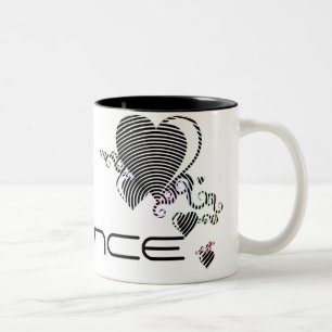 squiggle hearts. trance. Two-Tone coffee mug
