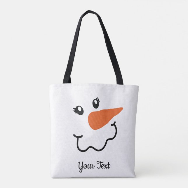 Squiggle-Mouth Snowman Design Tote Bag (Back)
