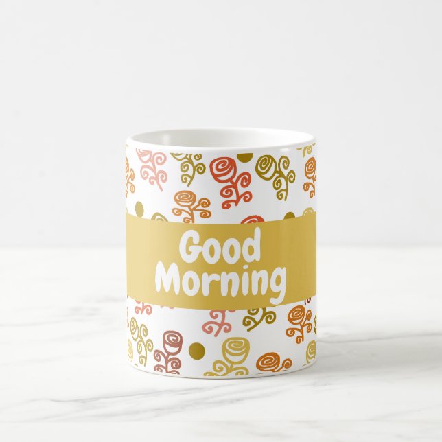 Squiggle Roses Gold Orange and Rust  Coffee Mug (Center)