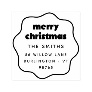 Squiggle Wavy Merry Christmas Return Address Self-inking Stamp