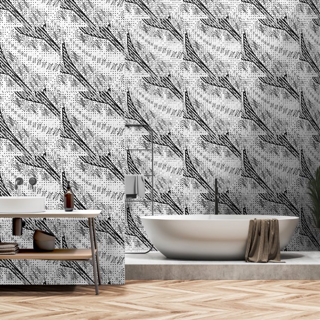 Squiggles Diagonal  Wallpaper (Bathroom)