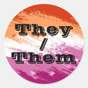 Squiggly Customisable Pronoun Lesbian Pride Flag Classic Round Sticker