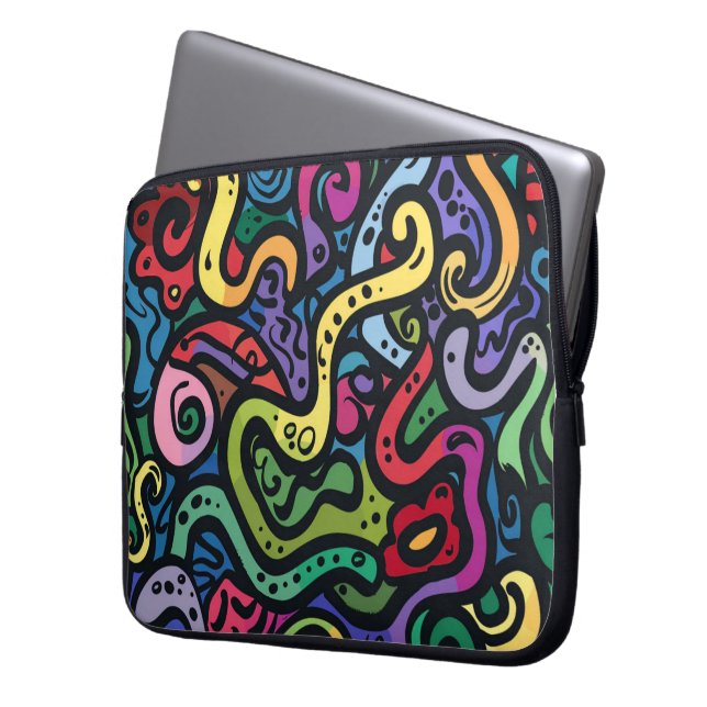 Squiggly Doodles Laptop Sleeve (Front Left)