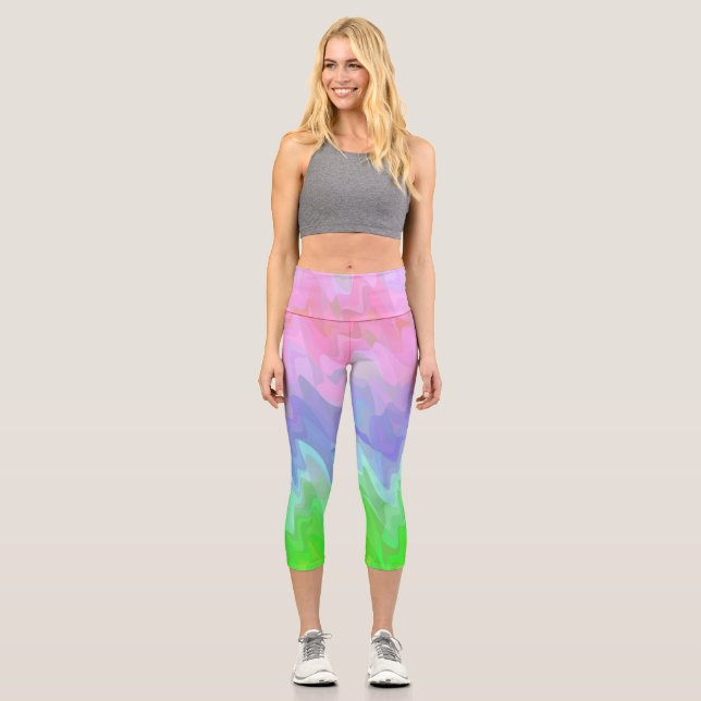 Squiggly Gradient Capri Leggings (Front)
