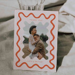 Squiggly Hand Drawn Line Orange Wedding Photo Thank You Card<br><div class="desc">Whimsical and quirky wedding thank you card featuring a hand drawn wavy line around your photo. Orange.</div>