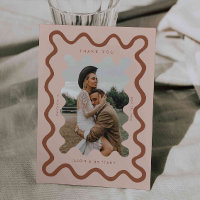 Squiggly Hand Drawn Line Terracotta Wedding Photo