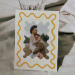 Squiggly Hand Drawn Line Yellow Wedding Photo Thank You Card<br><div class="desc">Whimsical and quirky wedding thank you card featuring a hand drawn wavy line around your photo. Yellow.</div>