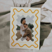 Squiggly Hand Drawn Line Yellow Wedding Photo