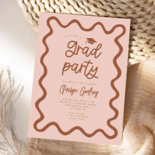 Squiggly Line Terracotta Graduation Party Invitation