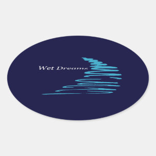 Squiggly Lines_Wet Dreams Oval Sticker