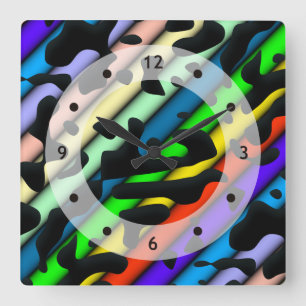 Squiggly Loops seamless pattern 07 + your backgr. Square Wall Clock