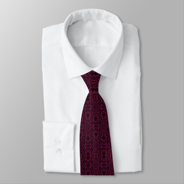 Squiggly Pinkies Abstract Pattern Design  Tie (Tied)