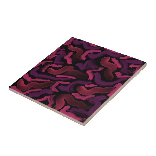 Squiggly Pinkies Abstract Pattern  Tile (Side)