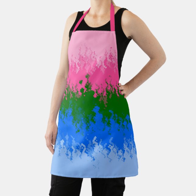 Squiggly Trippy Abstract Omniromantic Pride Flag Apron (Insitu)