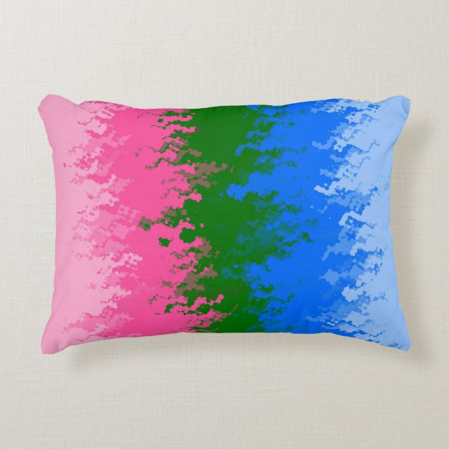 Squiggly Trippy Abstract Omniromantic Pride Flag Decorative Cushion (Front)