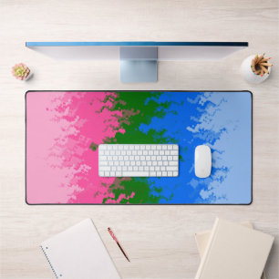 Squiggly Trippy Abstract Omniromantic Pride Flag Desk Mat