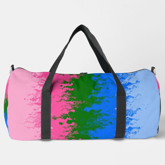 Squiggly Trippy Abstract Omniromantic Pride Flag Duffle Bag (Front)
