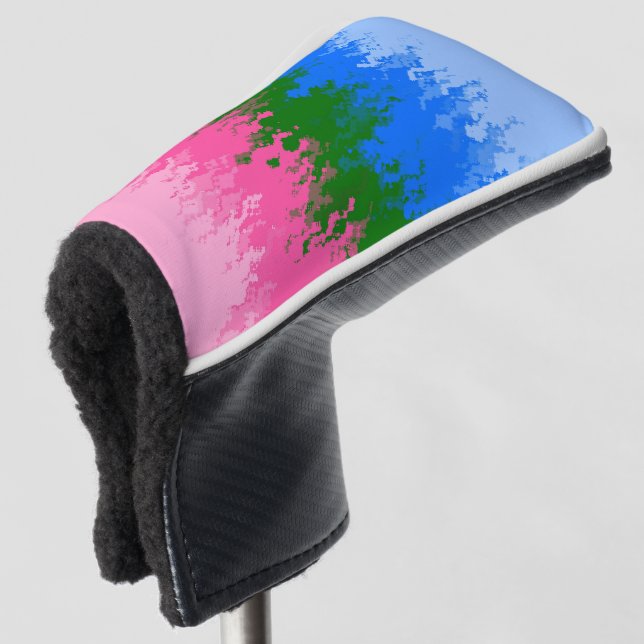 Squiggly Trippy Abstract Omniromantic Pride Flag Golf Head Cover (3/4 Front)