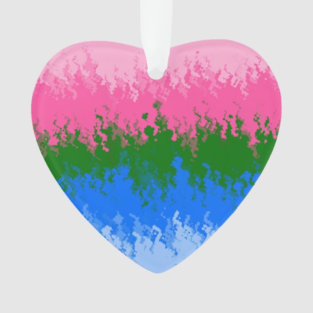 Squiggly Trippy Abstract Omniromantic Pride Flag Ornament (Front)