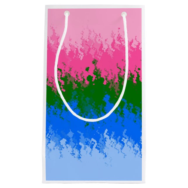 Squiggly Trippy Abstract Omniromantic Pride Flag Small Gift Bag (Front)