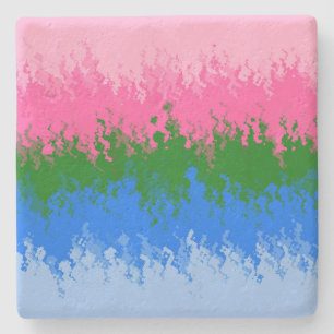 Squiggly Trippy Abstract Omniromantic Pride Flag Stone Coaster