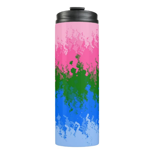 Squiggly Trippy Abstract Omniromantic Pride Flag Thermal Tumbler (Front)