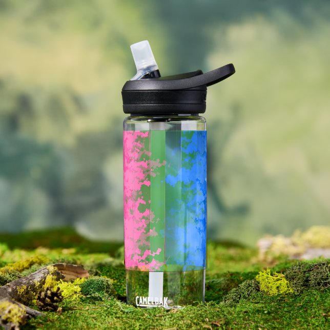 Squiggly Trippy Abstract Omniromantic Pride Flag Water Bottle (Outdoor)
