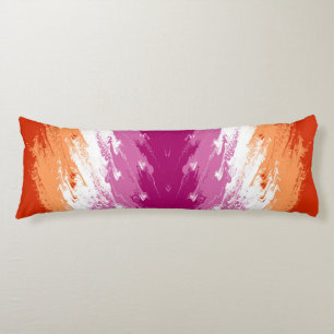 Squiggly Trippy Groovy Abstract Lesbian Pride Flag Body Cushion