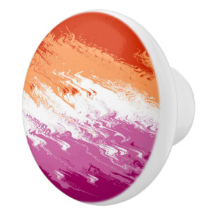Squiggly Trippy Groovy Abstract Lesbian Pride Flag Ceramic Knob