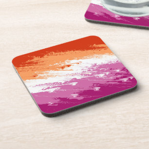 Squiggly Trippy Groovy Abstract Lesbian Pride Flag Coaster