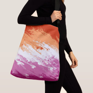 Squiggly Trippy Groovy Abstract Lesbian Pride Flag Crossbody Bag