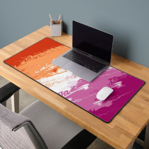 Squiggly Trippy Groovy Abstract Lesbian Pride Flag Desk Mat