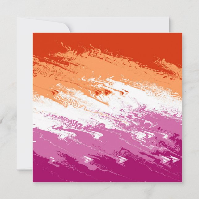 Squiggly Trippy Groovy Abstract Lesbian Pride Flag Holiday Card (Front)
